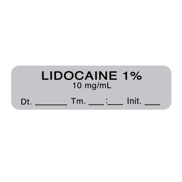 Lidocaine 1% 10mg/ml 1/2" x 1-1/2" Gray w/Black